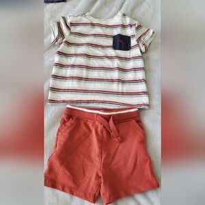 Tommy Bahama Striped Tee and Red Shorts Set